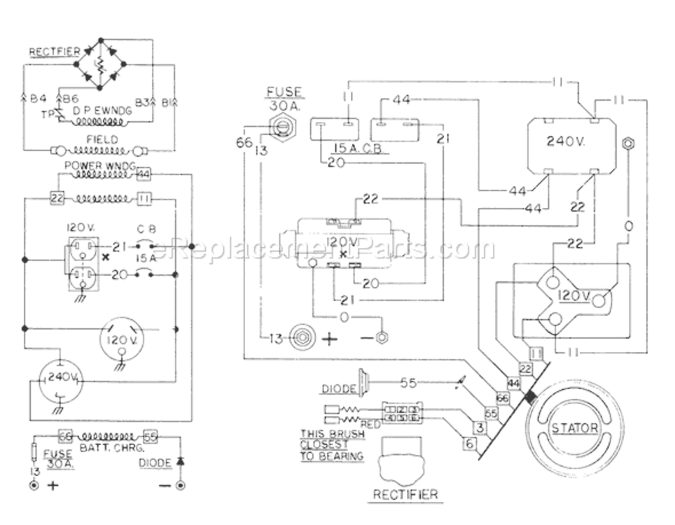Page F Diagram and Parts List for 8720-0  Briggs and Stratton Generator